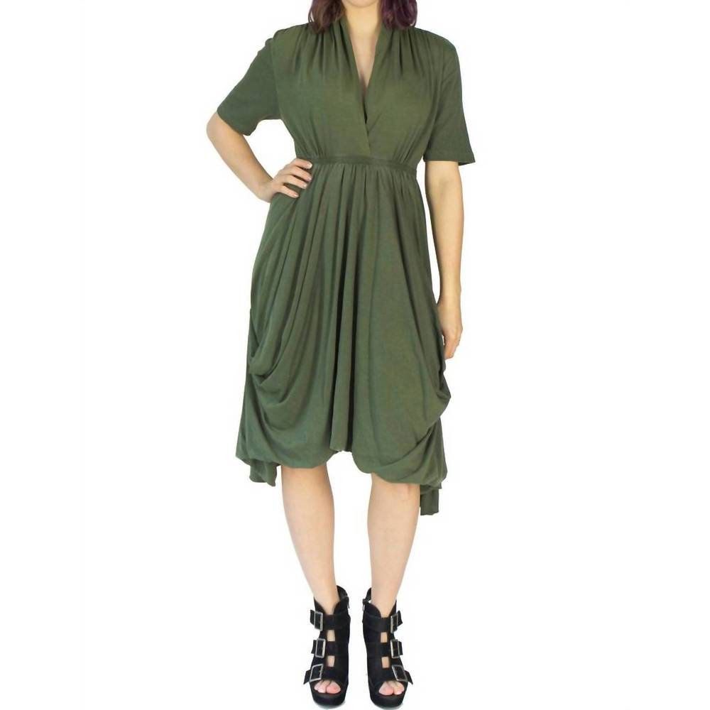 NEW TOUGH LUV grecian goddess pocket dress in army green